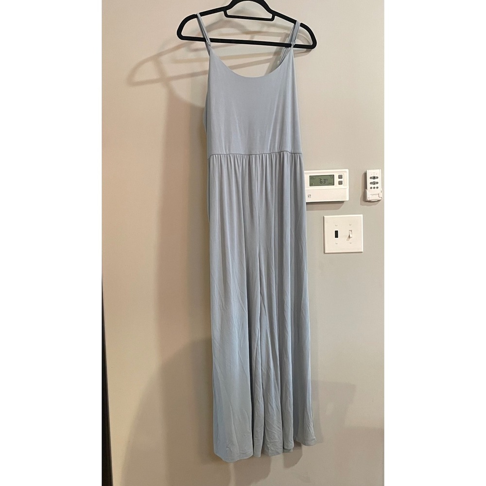 Doe & Rae Jumpsuit Lounge Romper Casual Comfy Blue Spaghetti Strap Wide LegLarge